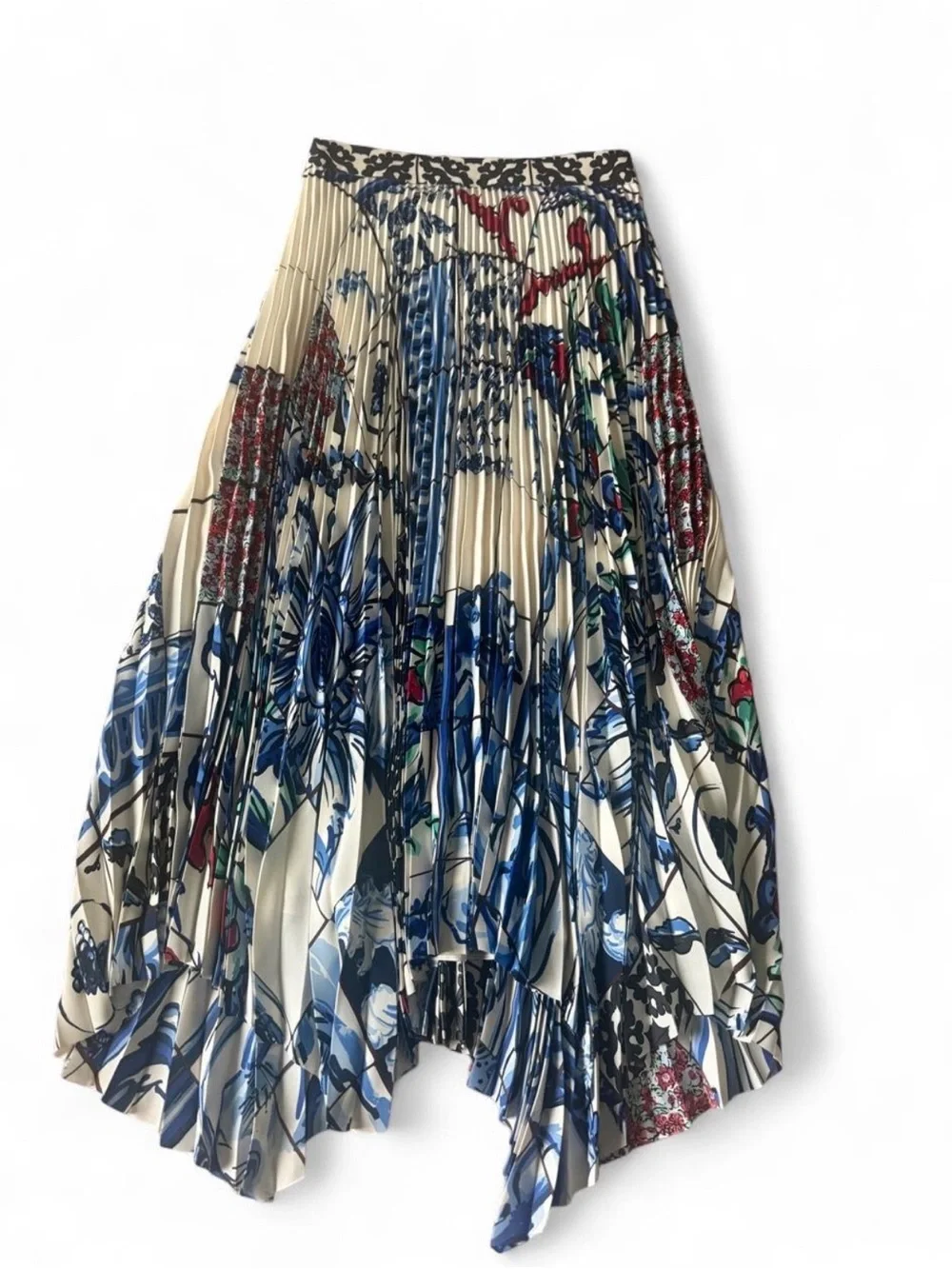 Tory Burch Pleated Mosaic Print Midi Skirt – Size 0 NWOT